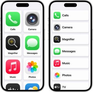 Apple assistive access interface showing simplified menu