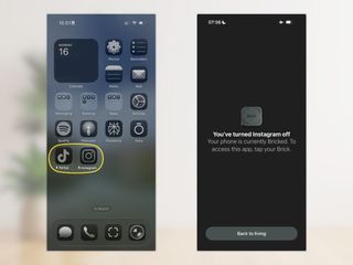 What happens when you try to open an app blocked with Brick