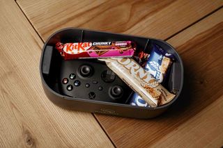 Snacks and Xbox remote in timed lock box
