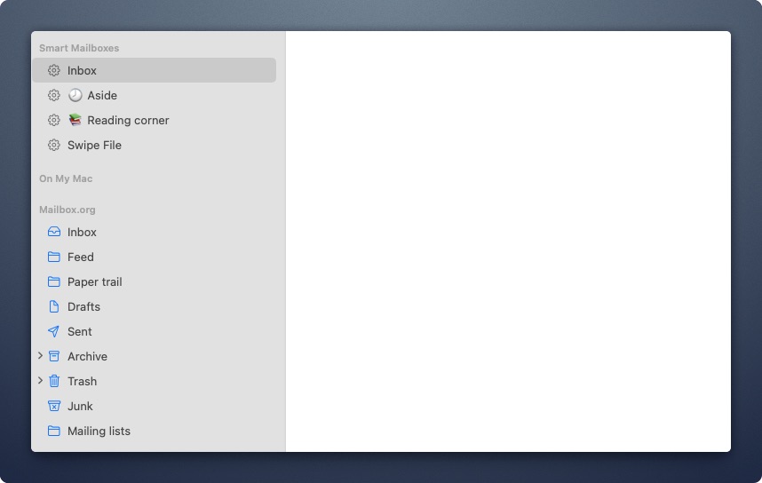 Minimalist email organization system with folders and filters