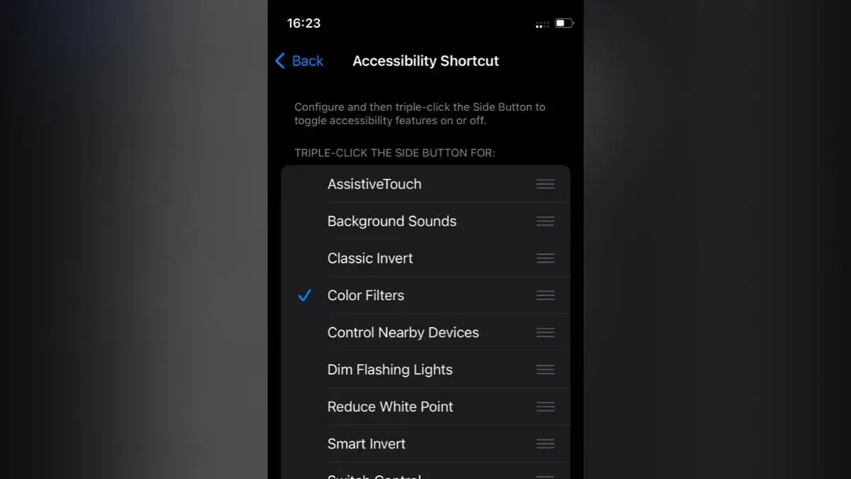 Iphone red screen accesssibility shortcut