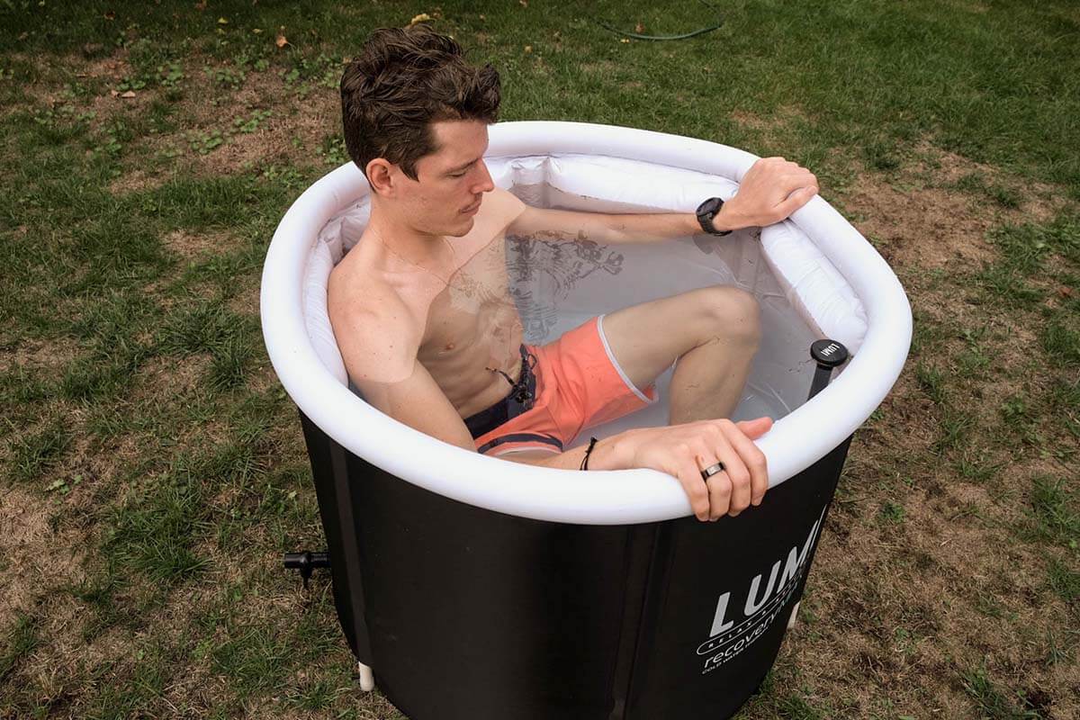 How to sit in a portable ice bath